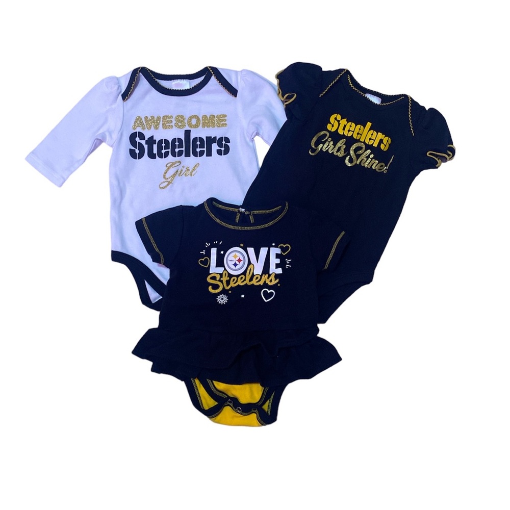 Pittsburgh Steelers Baby Bundle Size 0-3 Months Dress onesie Size 3-6 Months
